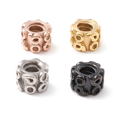 304 Stainless Steel European Beads, Large Hole Beads, Manual Polishing, Column