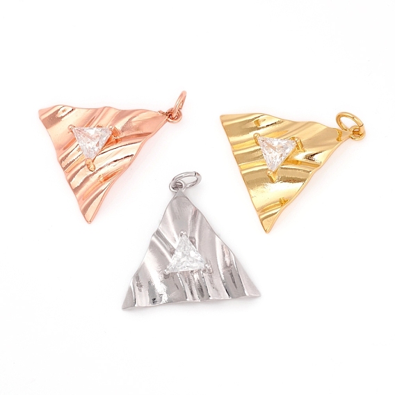 Латунные подвески с микропаве из прозрачного кубического циркония, с прыжковых колец, долговечный, треугольные