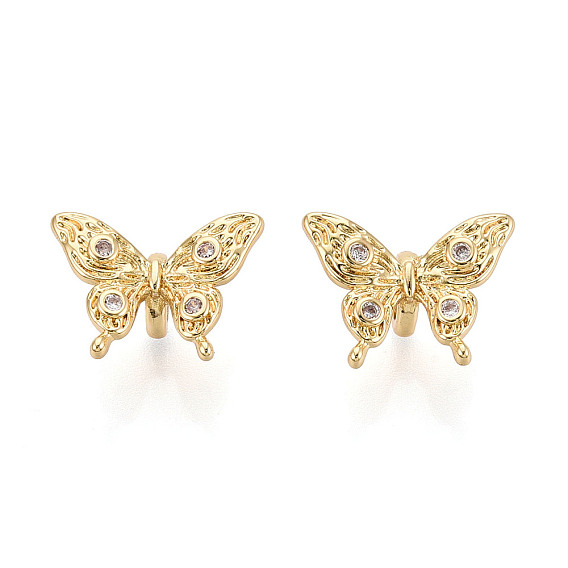 Латунные микро проложить кубического циркония бусы, бабочка