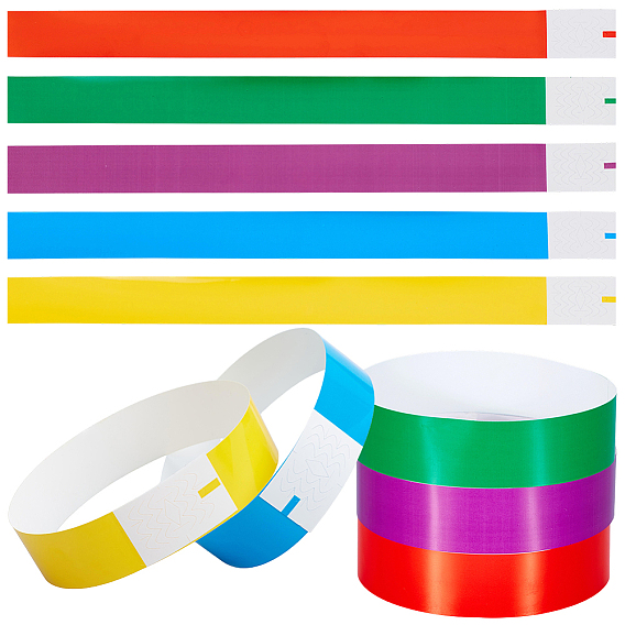 250шт. 5 цветные бумажные одноразовые браслеты, водонепроницаемые браслеты, для мероприятий по обеспечению безопасности мероприятий