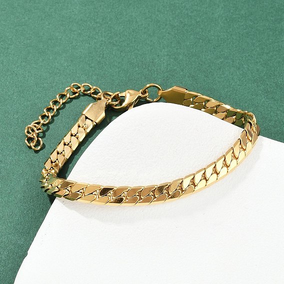 304 Браслеты из нержавеющей стали с панцирной цепью для женщин, вакуумное покрытие pvd