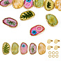 DIY 5 Pairs Earring Making Kits, include Alloy & Epoxy & Dried Flower Pendants, 304 Stainless Steel Stud Earring Finding