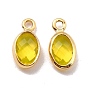 Eco-Friendly Brass with Glass Pendants,  Long-Lasting Plated, Lead Free & Cadmium Free & Nickel Free, Oval, Real 18K Gold Plated