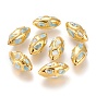 Perles en laiton plaqué or, aux copeaux de larimar naturel, olive