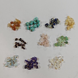 100 piezas 10 colores colgantes de piedras preciosas naturales y sintéticas, con fornituras de latón, dorado