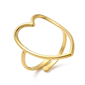 304 Stainless Steel Adjustable Rings, Hollow Heart