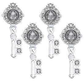 4 шт. большие подвески из цинкового сплава в тибетском стиле, ключ