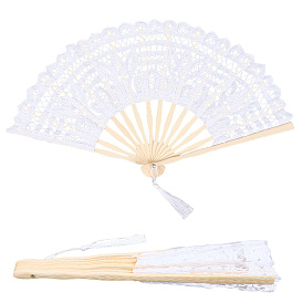 Кружевной веер, декоративные складные веера с бамбуковыми кисточками, для украшения танцевальной вечеринки
