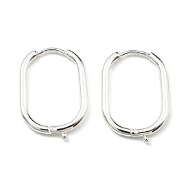 316 Surgical Stainless Steel Hoop Earrings Findings, with Vertical Loop, Oval