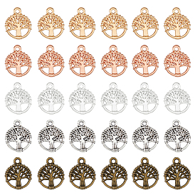 300 шт 5 цвета подвески из сплава, плоская круглая с подвеской дерево жизни