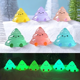 Luminous Resin Melting Christmas Tree Figurines, Glow in the Dark Ornaments, for Home Decorations