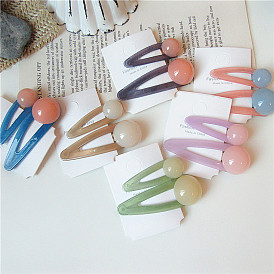 Candy-colored Mesh Hair Clip Set - Cream Bead Hair Accessories Combination