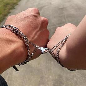 Ensemble de bracelets magnétiques d'amour - bracelets à fermoir magnétique pour couples d'attraction cardiaque