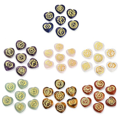 7шт 7 стили чакра натуральный драгоценный камень любовь сердце украшения статуэтки, Энергетический камень Рейки, балансирующий медитацию, подарок