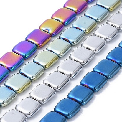 Electroplate Non-magnetic Synthetic Hematite Beads Strands, Flat Slice Square Beads
