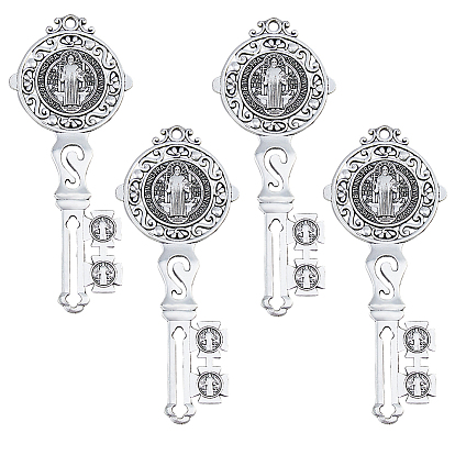 4 шт. большие подвески из цинкового сплава в тибетском стиле, ключ