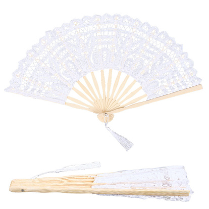 Кружевной веер, декоративные складные веера с бамбуковыми кисточками, для украшения танцевальной вечеринки