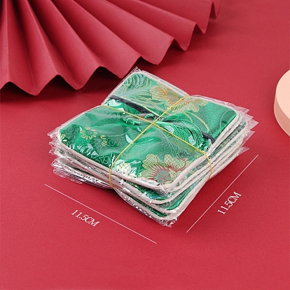 Square Chinese Style Brocade Zipper Bags with Tassel, for Bracelet, Necklace, Random Pattern
