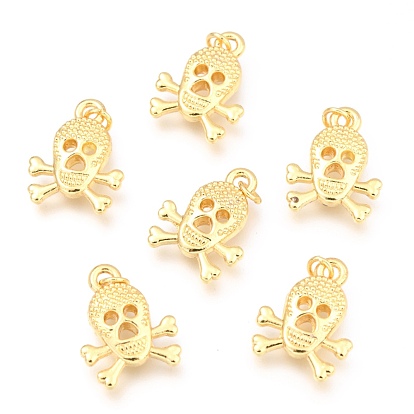 Alloy Pendants, Long-Lasting Plated, with Jump Ring, Skull