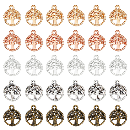 300 шт 5 цвета подвески из сплава, плоская круглая с подвеской дерево жизни