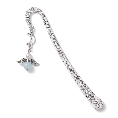 Angel Star Alloy Hook Bookmarks, with ABS Plastic Imitation Pearl Beads