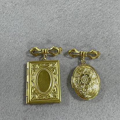 2pcs broche en laiton, avec pendentif en laiton