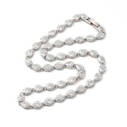 Ожерелье-цепочка из прозрачного кубического циркония с каплевидным звеном, стеллаж для латунных украшений для женщин, без кадмия и без свинца