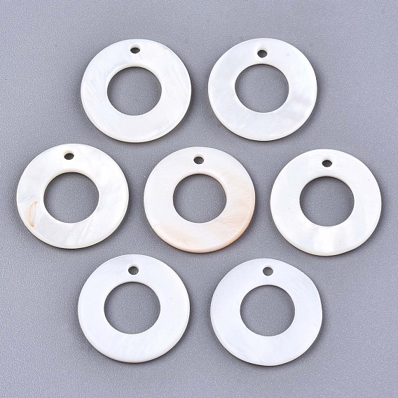 Natural Freshwater Shell Charms, Ring