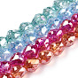 Transparent Electroplate Glass Beads Strands, AB Color Plated, Faceted, Teardrop