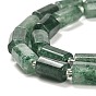 Natural Green Strawberry Quartz Beads Strands, with Seed Beads, Faceted Column