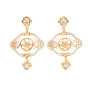 Brass Micro Pave Clear Cubic Zirconia Peg Bails Pendants, for Half Drilled Bead, Nickel Free, Lantern