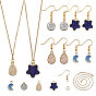 Sunnyclue DIY Ohrring & Halskette machen, mit Messing-Anhänger, druzy Harzcabochons, 304 Edelstahlhalsketten, Biegeringe und Messing-Ohrhaken