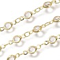 Handmade Glass Link Chains, Soldered, with Brass Findings, with Spool, Long-Lasting Plated, Flat Round