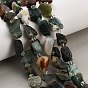 Raw Rough Natural Indian Agate Beads Strands, Nuggets, with Seed Beads