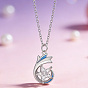 Collares con colgante de estrella de latón con circonitas cúbicas transparentes para mujer., con esmalte azul