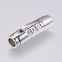 304 Stainless Steel Bayonet Clasps, with Rhinestone, Tube, Crystal