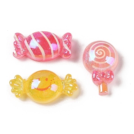 Glitter Plated Resin Cabochons, Candy