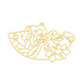 Латунные большие кулоны, вентилятор, гравированные металлические украшения, долговечный, без никеля 