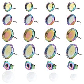 Kits de fabrication de boucles d'oreilles bricolage unicraftale, y compris placage sous vide 304 boucles d'oreilles en acier inoxydable et cabochons en verre transparent, plat rond