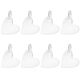 8 шт. 925 подвески-сердечки из стерлингового серебра, с соединительными кольцами и 1полировочной салфеткой из поликарбонатной замши с квадратным краем