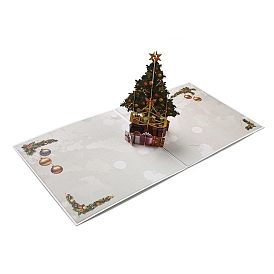 3d tarjeta de felicitación de papel emergente con árbol de navidad, con sobre cuadrado, tarjeta de invitación del día de navidad