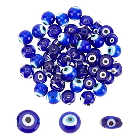 CHGCRAFT 72Pcs Handmade Evil Eye Lampwork Beads, Mixed Shapes