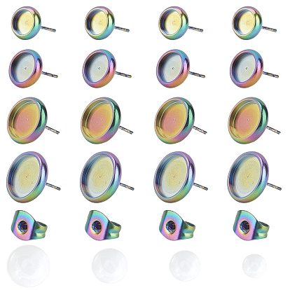 Unicraftale diy наборы для изготовления серег-гвоздиков, включая вакуумное покрытие PVD 304 серьги-гвоздики из нержавеющей стали и прозрачные стеклянные кабошоны, плоско-круглые