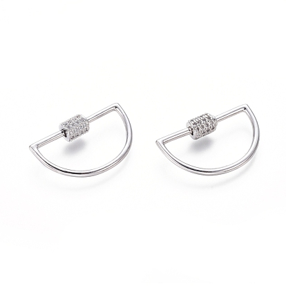 Латунные микропаве, кубический цирконий, винт, карабин, подвески с замком, для изготовления ожерелий, полукруглый