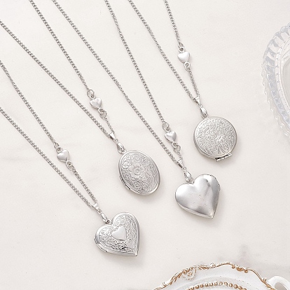 316 кулон-медальон в форме овального, плоского и круглого сердца из нержавеющей стали 304 ожерелья из витой цепи из нержавеющей стали, разнообразные, не тускнеет