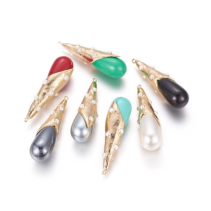 Большие подвески из железа , с акриловой бусиной и пластиковой бусиной, капля, разноцветные