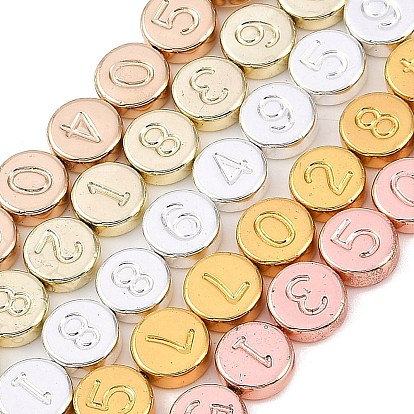 Гальванические нити из синтетических немагнитных гематитовых бусин, плоские круглые с номером