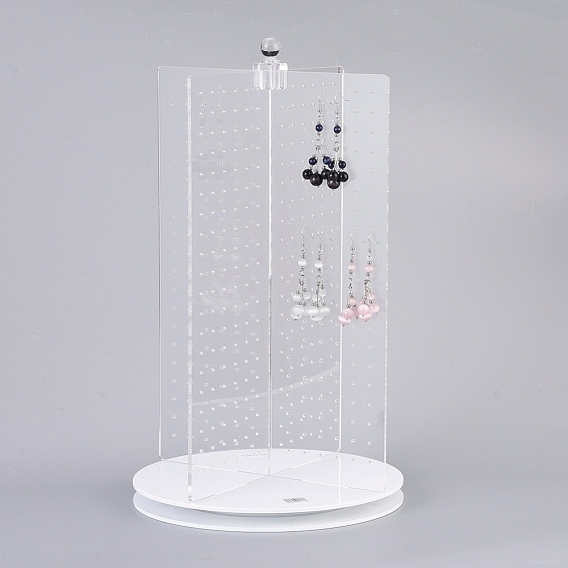 Présentoir de boucles d'oreilles 360 ° en verre organique, tour d'affichage de boucle d'oreille