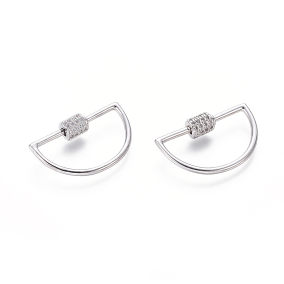 Латунные микропаве, кубический цирконий, винт, карабин, подвески с замком, для изготовления ожерелий, полукруглый