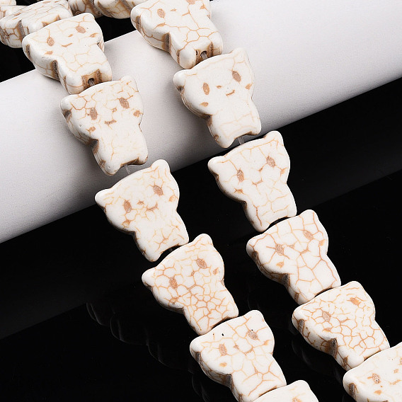 Окрашенные синтетические нити бусин из говлита, форма кошки